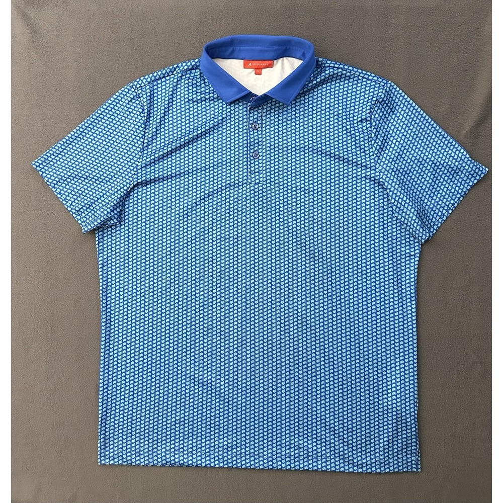 Redvanly Polo Shirt Mens Large Blue Short Sleeve Golf Performance Geometric